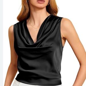 NWT 🏷️ Espress Gramercy cowl neck silk body suit women’s size extra small black